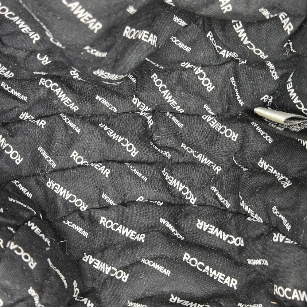 Vtg Rocawear Trapper Hat Faux Fur Ushanka Y2K‎ Cyber Goth Streetwear Black Gray